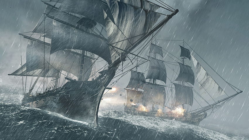 Assassin's Creed 4 Piratenschiff-Kampf HD-Hintergrundbild