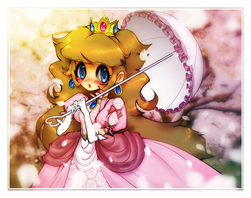Bunga persik, mahkota, persik, anime, bunga persik, payung, video game, bunga Wallpaper HD