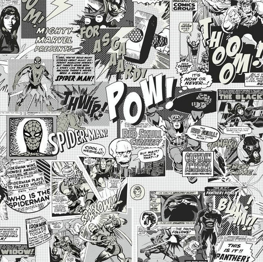マーベル コミック - アーバン アメリカン ドライ グッズ カンパニー、マーベル ブラック アンド ホワイト 高画質の壁紙