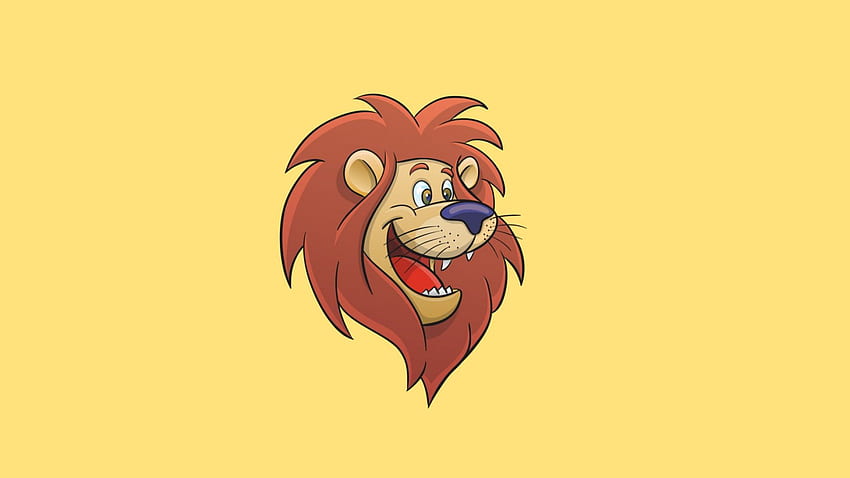 Sorridente Lion Art Cartone Animato Estratto Giallo Sfondo HD