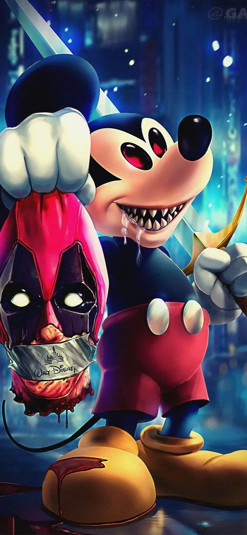 Evil Mickey, Evil Deadpool HD phone wallpaper