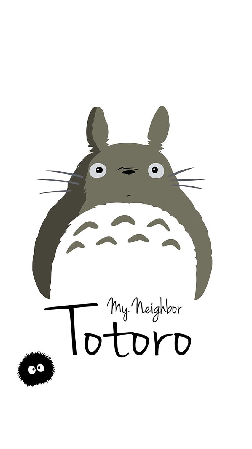 My Neighbor Totoro Art Minimal iPhone 8, Black and White Totoro HD тапет за телефон