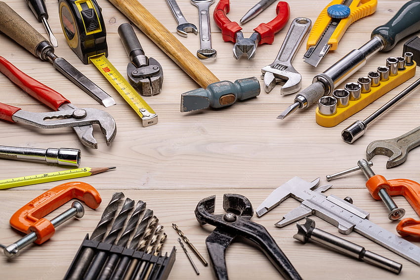 Premium . Home Set Of Carpentry Tools For Repair, Diy. Tools For Every Day. Father's Day And Other Men's Holidays. Close Up, Studio Shot, Copy Space HD wallpaper