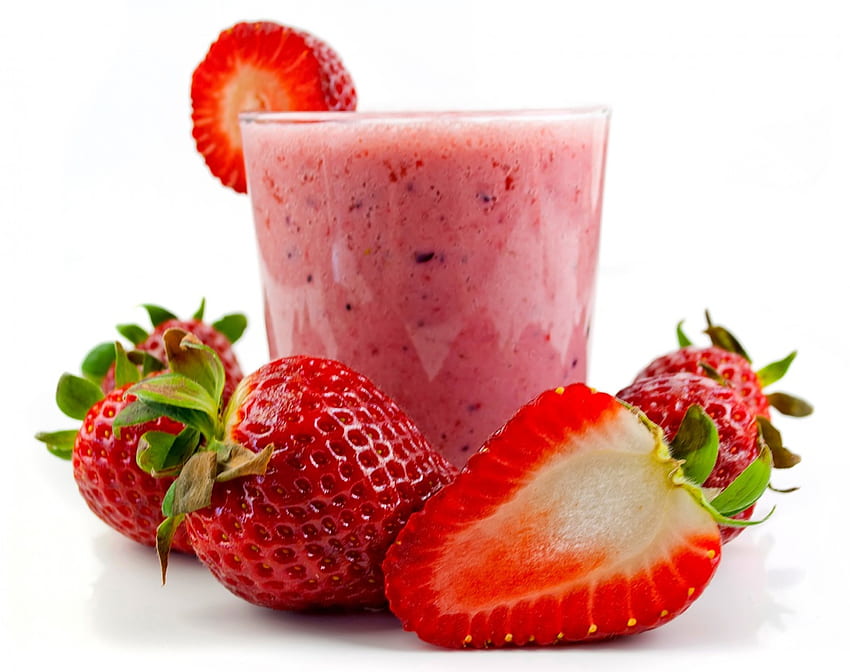 Erdbeer-Dessert, süß, Milch, Erdbeere, lecker, Dessert, Beeren, frisch HD-Hintergrundbild
