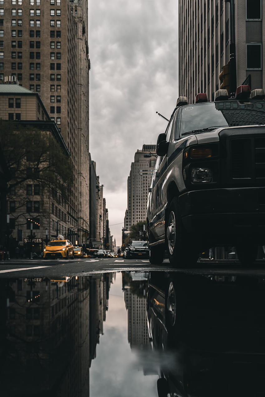 Cities, Cars, Building, Reflection, Asphalt, Street, Puddle HD phone wallpaper
