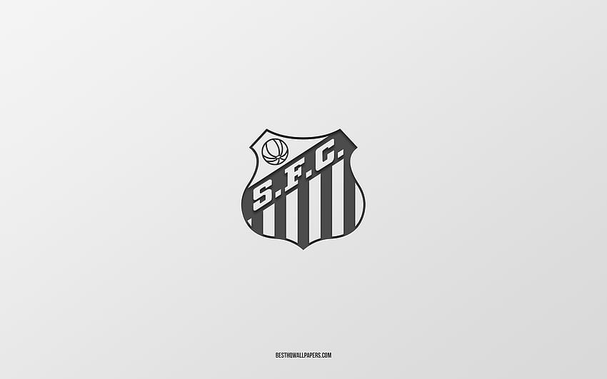 Santos FC, white background, Brazilian football team, Santos FC emblem, Serie A, Vila Belmiro, Brazil, football, Santos FC logo for with resolution . High Quality HD wallpaper