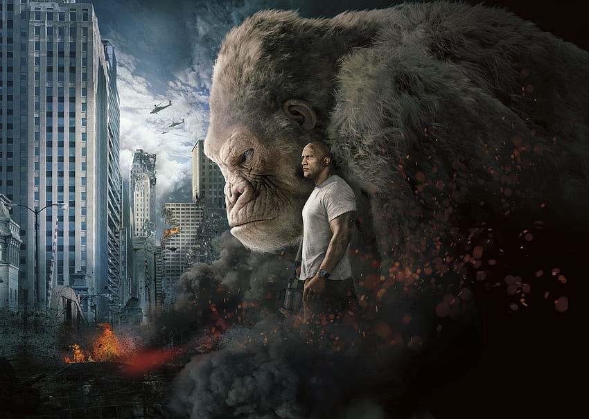 Rampage, 2018 movie, gorilla, poster HD wallpaper