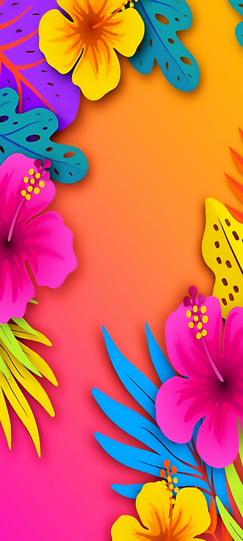 Tropical Flowers, pink HD phone wallpaper