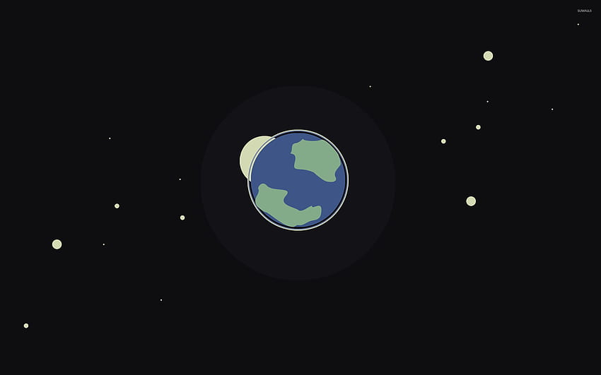 Terre, lune et étoiles - vecteur Fond d'écran HD