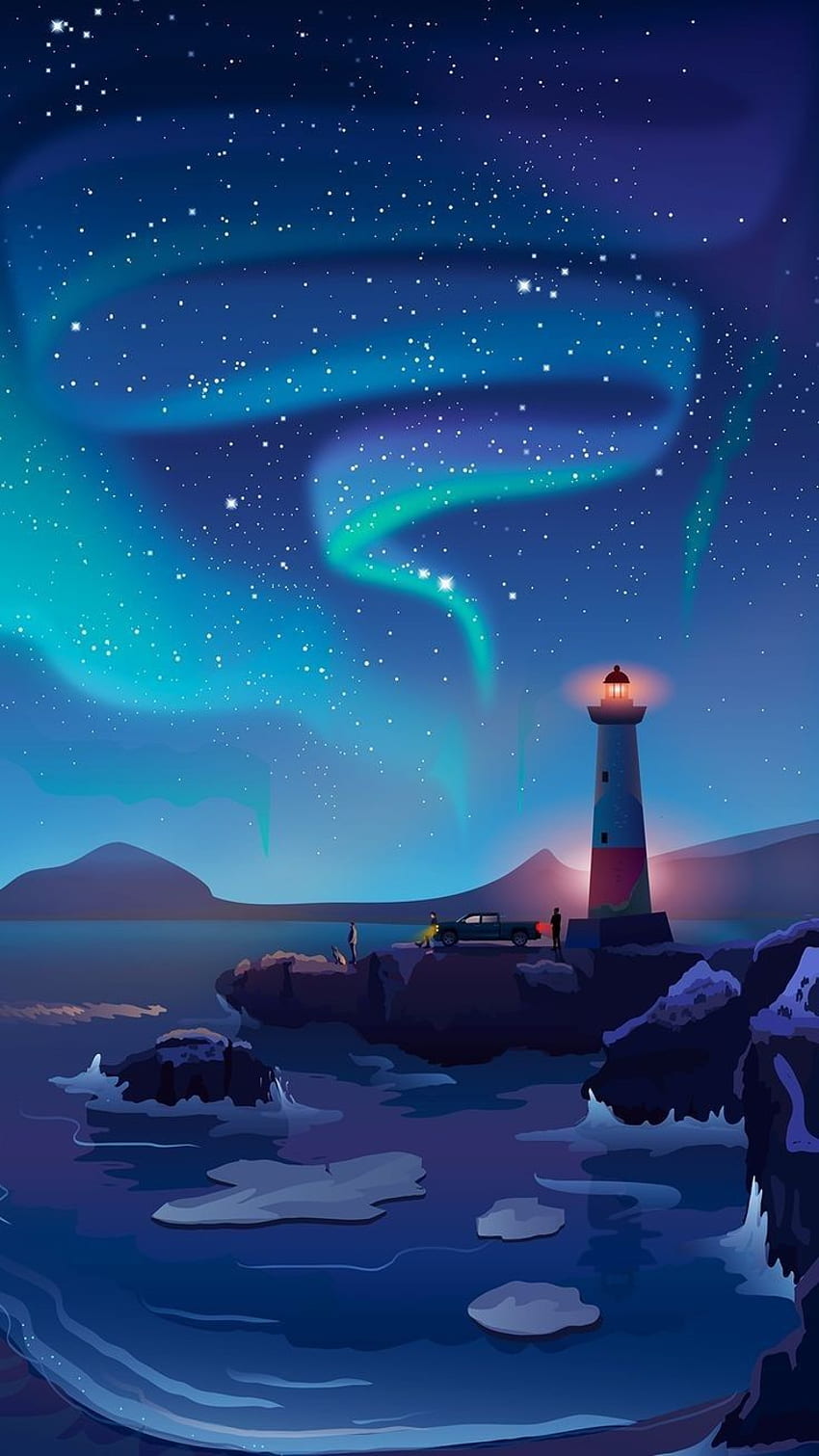 Lighthouse Sky Digital art Mobile . Art , Minimalist , Aesthetic, iPad Digital Art HD phone wallpaper