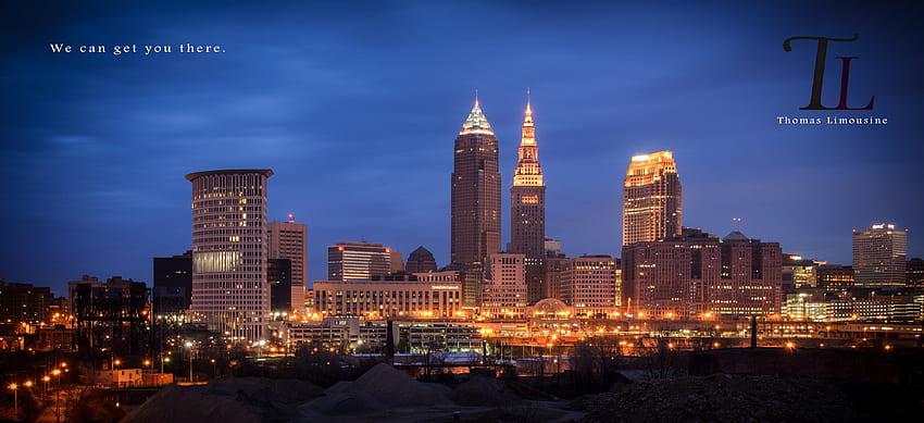 Skyline von Cleveland, Ohio. Thomas Limousine. Cleveland-Stadt HD-Hintergrundbild