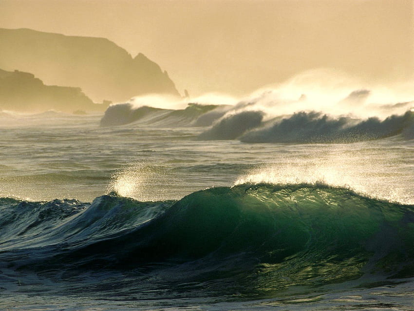 Nature, Sea, Sun, Waves, Shine, Light HD wallpaper