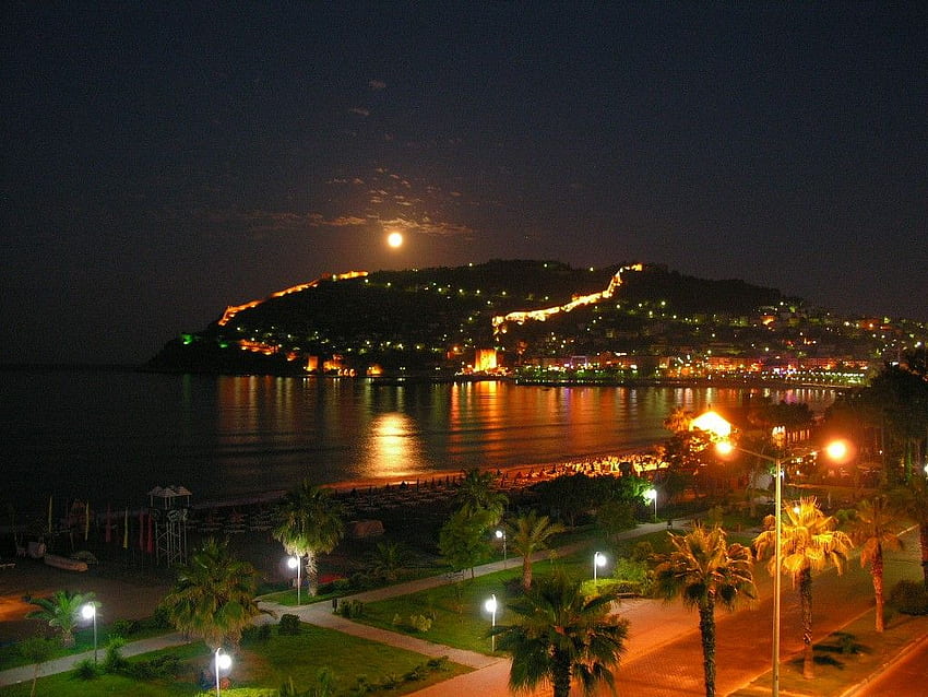 Background Other Night Alanya Turkey Nature For High With, Turkish HD wallpaper
