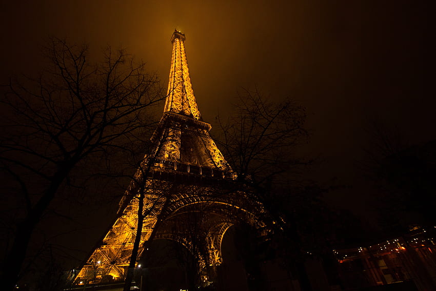 Eiffel Tower, architecture, night HD wallpaper
