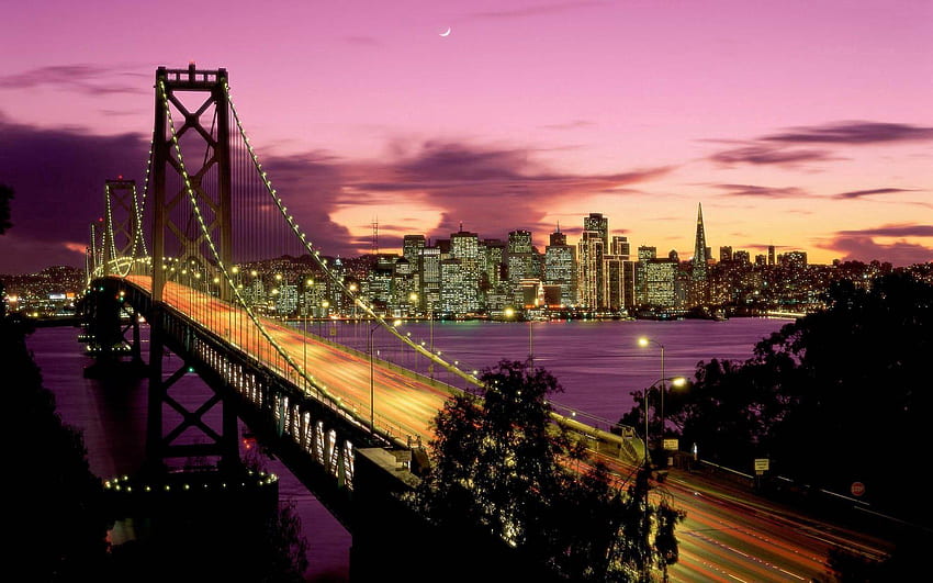 Ciudades, Noche, San Francisco, Bay Bridge fondo de pantalla
