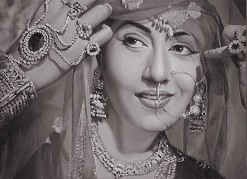 Impresión de papel de cartel de Madhubala belleza de Bollywood fondo de pantalla