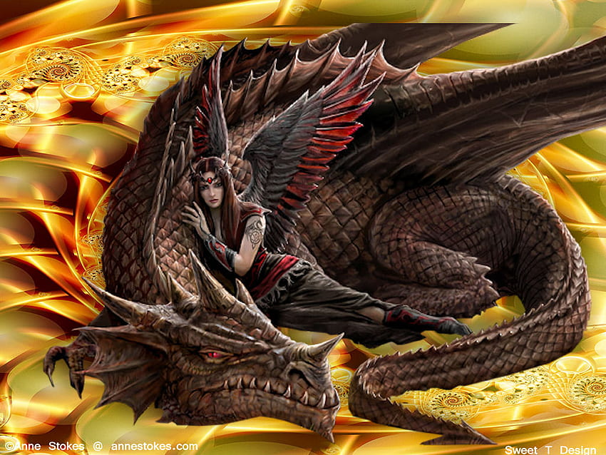 Winged Companion, dragão, alado, fantasia, amarelo papel de parede HD