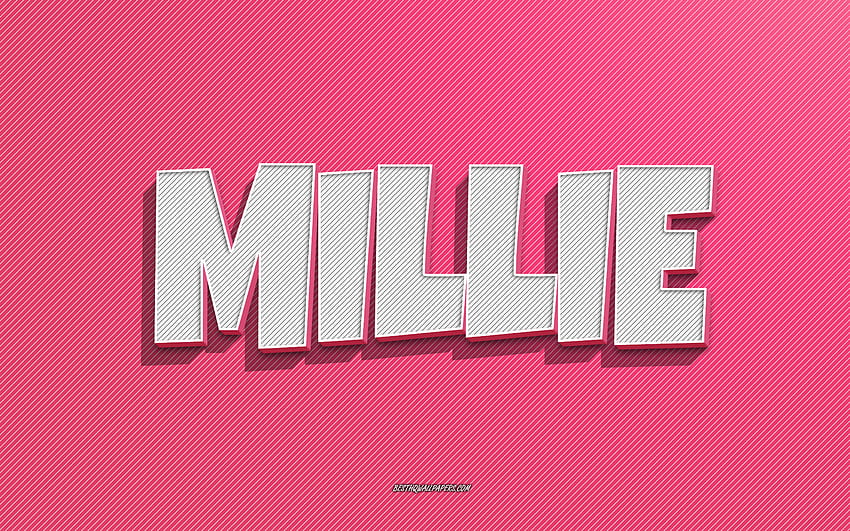 Мили, фон с розови линии, с имена, име Мили, женски имена, поздравителна картичка Мили, щрих, с име Мили HD тапет