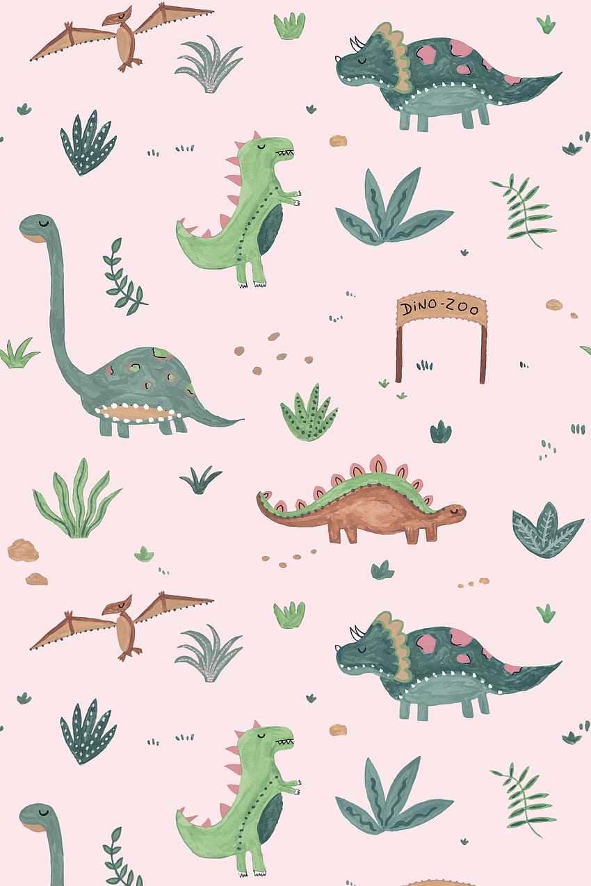 Ilustración de patrón de dinosaurio en 2021. garabato, dinosaurio, lindo para ipad, dinosaurio para niños fondo de pantalla del teléfono