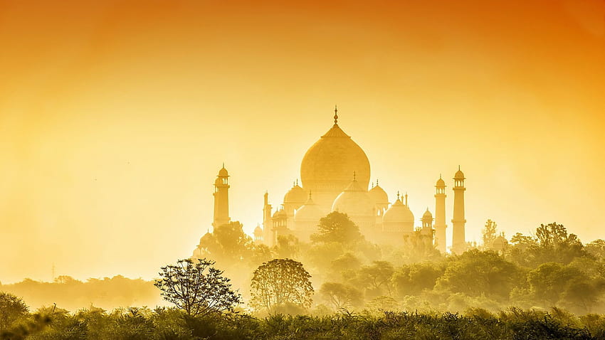 Full Taj Mahal Sunrise Side View Wonder India, Indian Landscape HD wallpaper