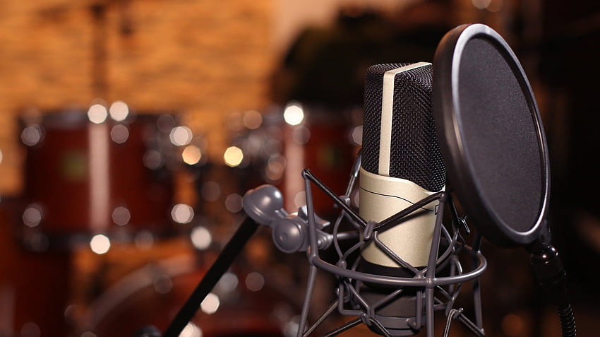studio sound recordings front microphone pop filter record vocals HD wallpaper