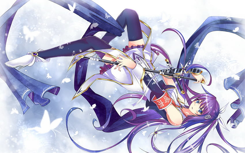 Anime girl, blue, purple, white, anime HD wallpaper