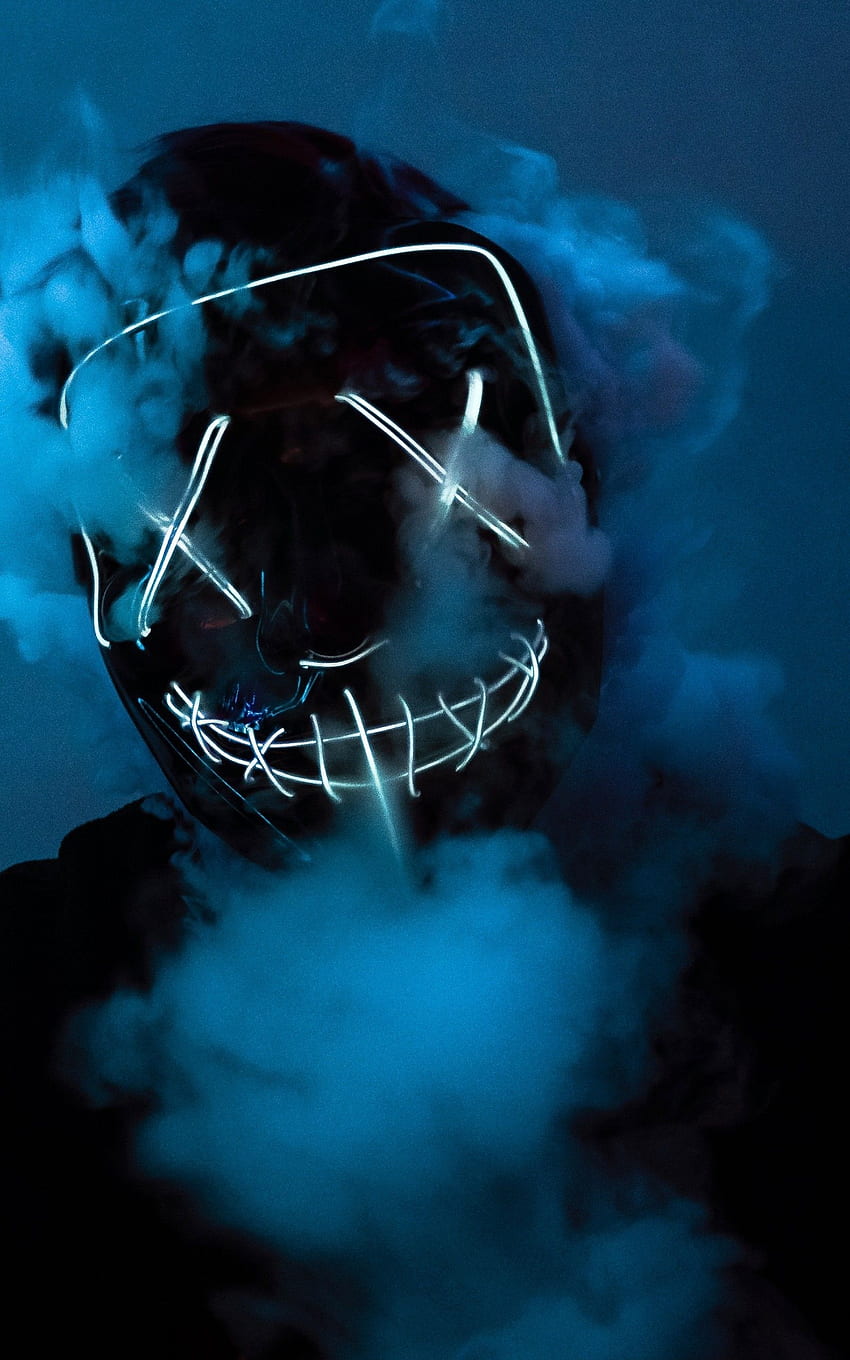 Purge Mask, Smoke, Neon Light HD phone wallpaper