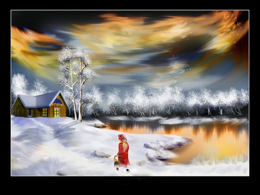 I WILL BE HOME FOR CHRISTMAS, beautiful, abstract, fantasy, child HD wallpaper