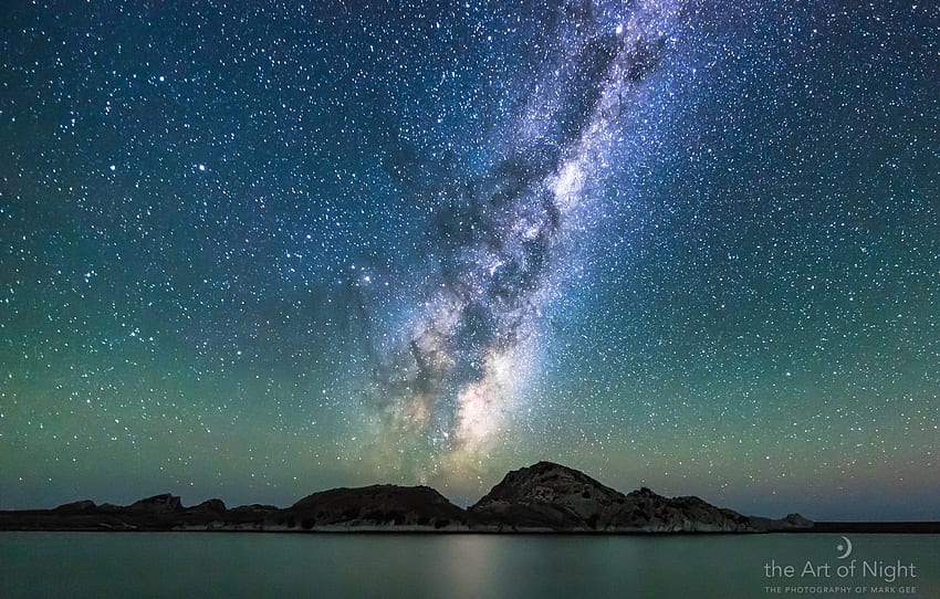 sea, the sky, stars, landscape, mountains, The milky way, grapher, Mark Gee for , section пейзажи, Milky Way Ocean HD wallpaper