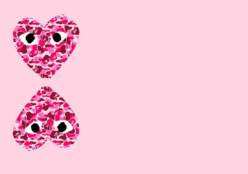 Download Pink Bape CDG Heart Logo Wallpaper