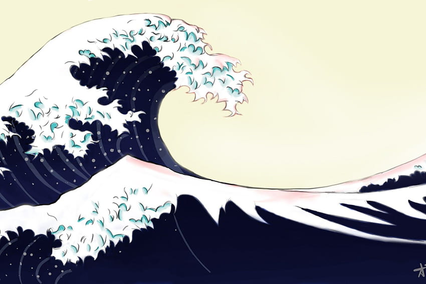 Grande onda al largo dell'oceano blu dell'opera d'arte di Kanagawa. Tutto, arte horror giapponese Sfondo HD