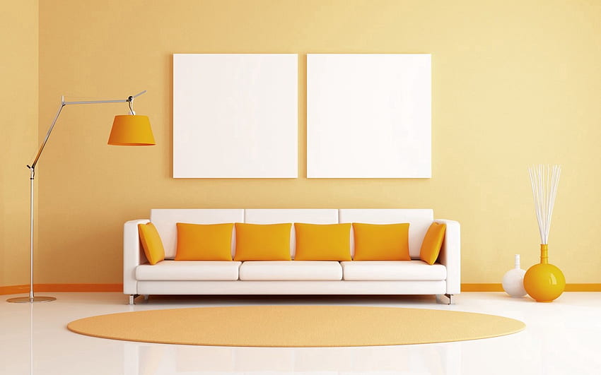 Lamp, Room, Sofa, Lamps, Cushions, Pillows, Mat, Rug HD wallpaper