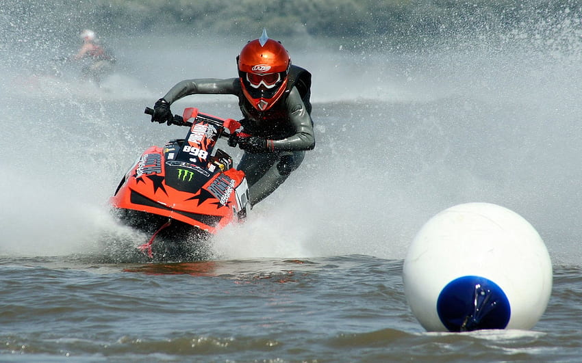 Sport, mare, casco, estremo, costume, boa, moto d'acqua, moto d'acqua Sfondo HD