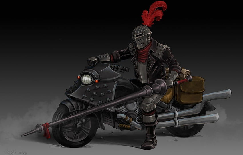 art, bike, knight, Gladiator, Outlaw Biker, Nick Kester for , section фантастика, Outlaw Motorcycle HD wallpaper