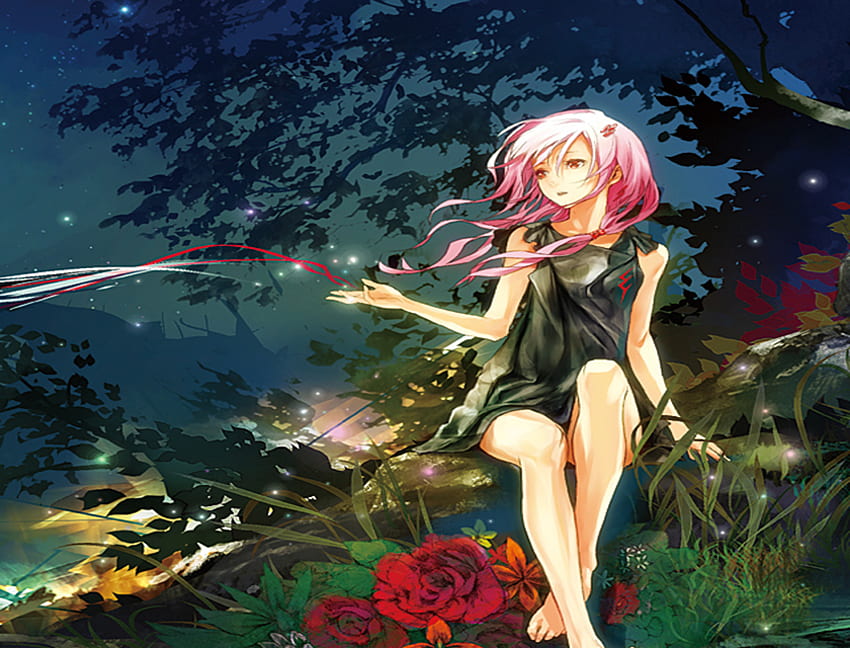 Dress guilty crown pink hair red eyes redjuice ribbons white