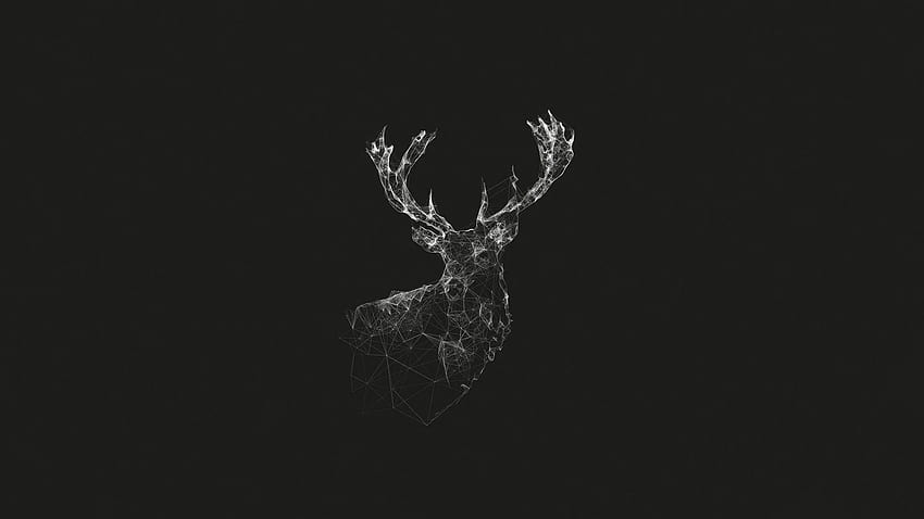 deer, Monochrome, Wireframe, Lines, Abstract, Geometry, Simple, Stags, Animals, Digital Art, Artwork, Gray, Nature / and Mobile Background, Simple Digital Art HD wallpaper
