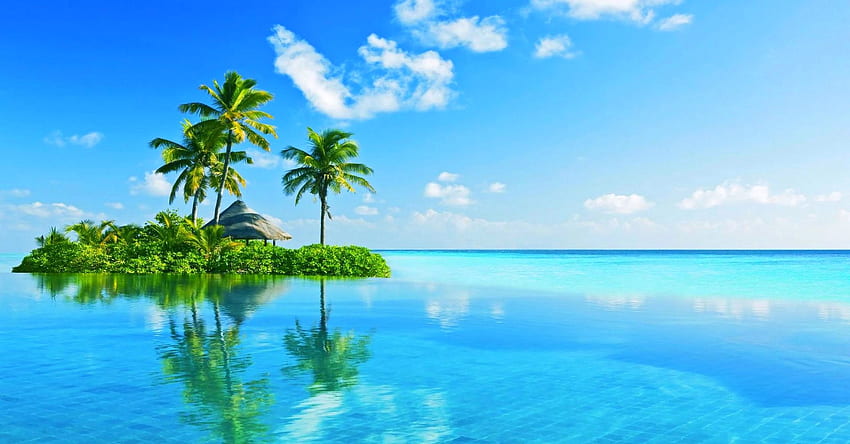 прекрасен, красив, пътуване, лято, синьо, море, остров, Син плаж HD тапет