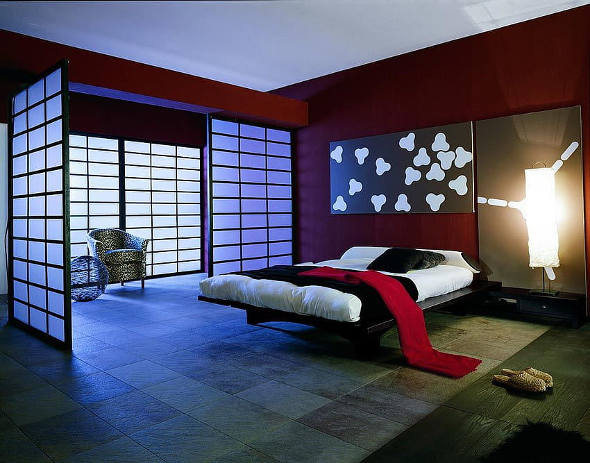 Dom w stylu azjatyckim Wspaniały 18 nowoczesnych sypialni w stylu japońskim Tapeta HD