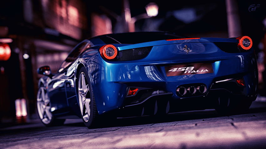Blaues Auto Ferrari 458 Italia Sportwagen - Auflösung:, 3D blaues Auto HD-Hintergrundbild
