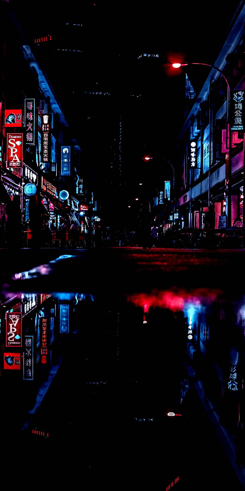 Rue de nuit, zone métropolitaine, amoled, minuit, nature, noir, sombre, anime Fond d'écran de téléphone HD