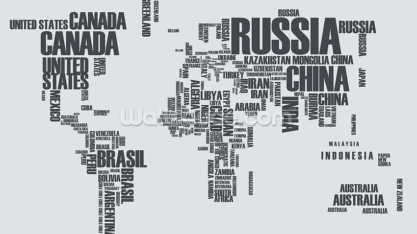 Wand Weltkarte Wortwolke Wallsauce US HD-Hintergrundbild