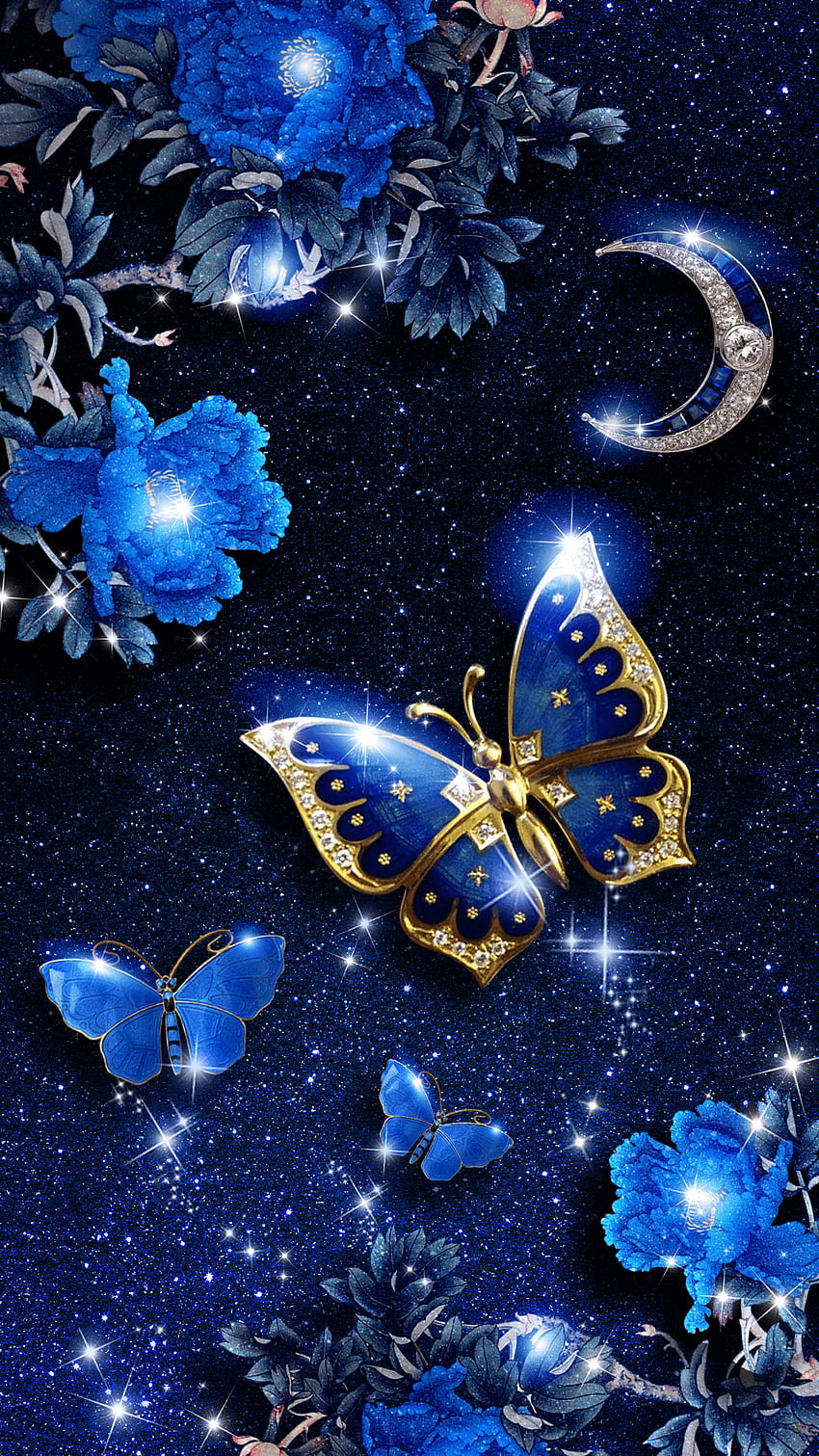 Zarif mavi kelebek canlı! Android canlı , Koyu Mavi Kelebek HD telefon duvar kağıdı