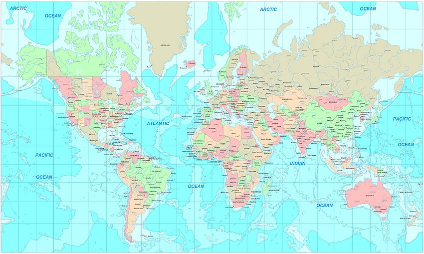 세계 지도 벽 영감을 주는 세계 지도 - 인쇄할 세계의 A4 지도 HD 월페이퍼