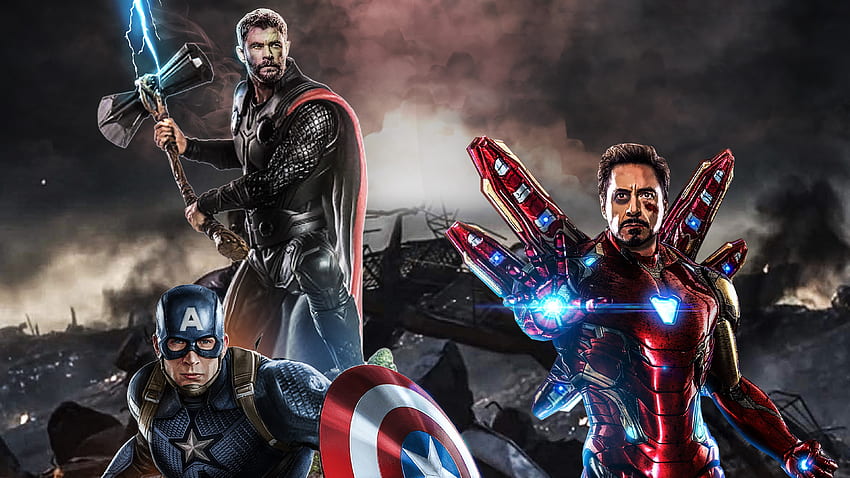 어벤져스 엔드게임 The Big Three, Superheroes, , , Background, and, Marvel Avengers Endgame HD 월페이퍼