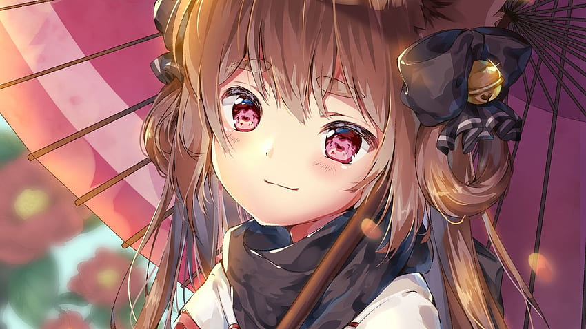 cute, elf, anime girl, umbrella, outdoor, art, , , background, 302817 HD wallpaper