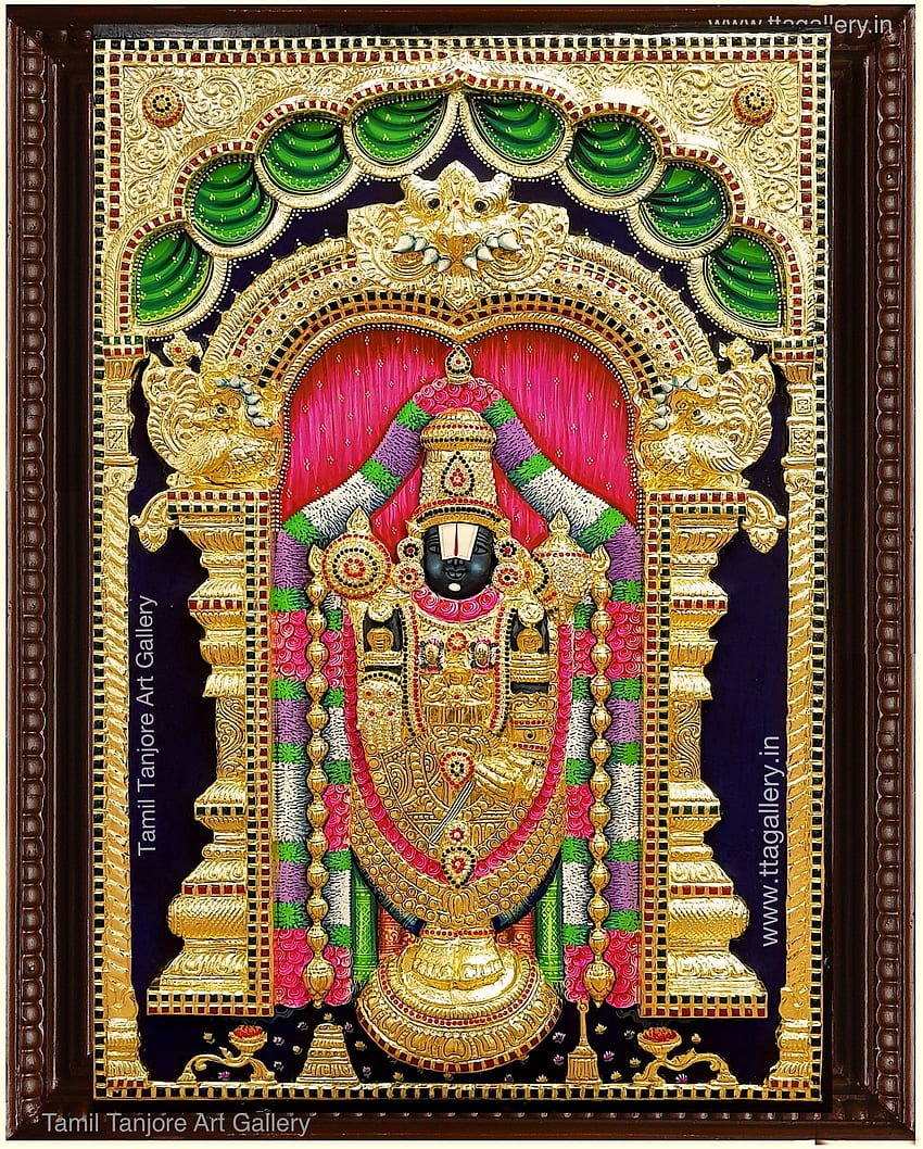 3D Thirupathi Balaji różowy Tanjore. Malarstwo Tanjore, starożytne rysunki, indyjskie y artystyczne, Thanjavur Tapeta na telefon HD