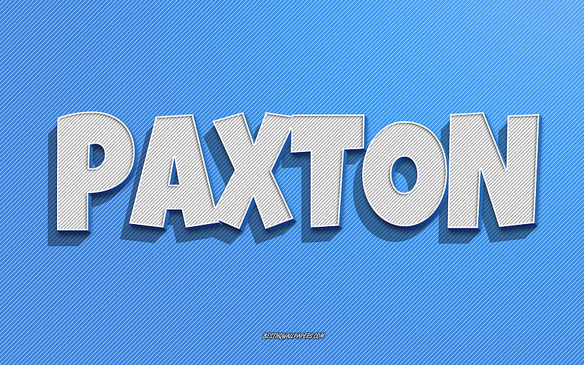 Пакстън, фон със сини линии, с имена, име на Пакстън, мъжки имена, поздравителна картичка на Пакстън, линейно изкуство, с име на Пакстън HD тапет