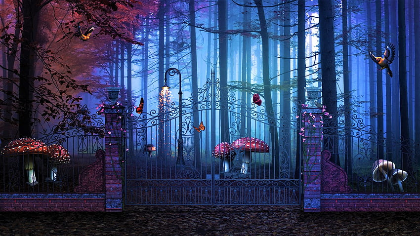 Magical Gate to Artistic Forest Resolution , Artist , , and Background -  Den, Magical Night Forest HD wallpaper | Pxfuel