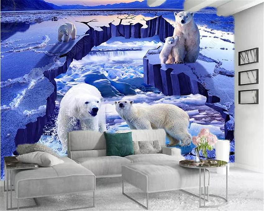 Decorazioni per la casa 3D Bellissimo paesaggio artico Orso polare Soggiorno Camera da letto Decorazione murale Da Yunlin888, $ 14,52, Foresta artica Sfondo HD