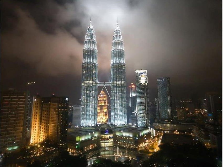 Kuala Lumpur City Centre, noite, kuala, cidade, torres papel de parede HD